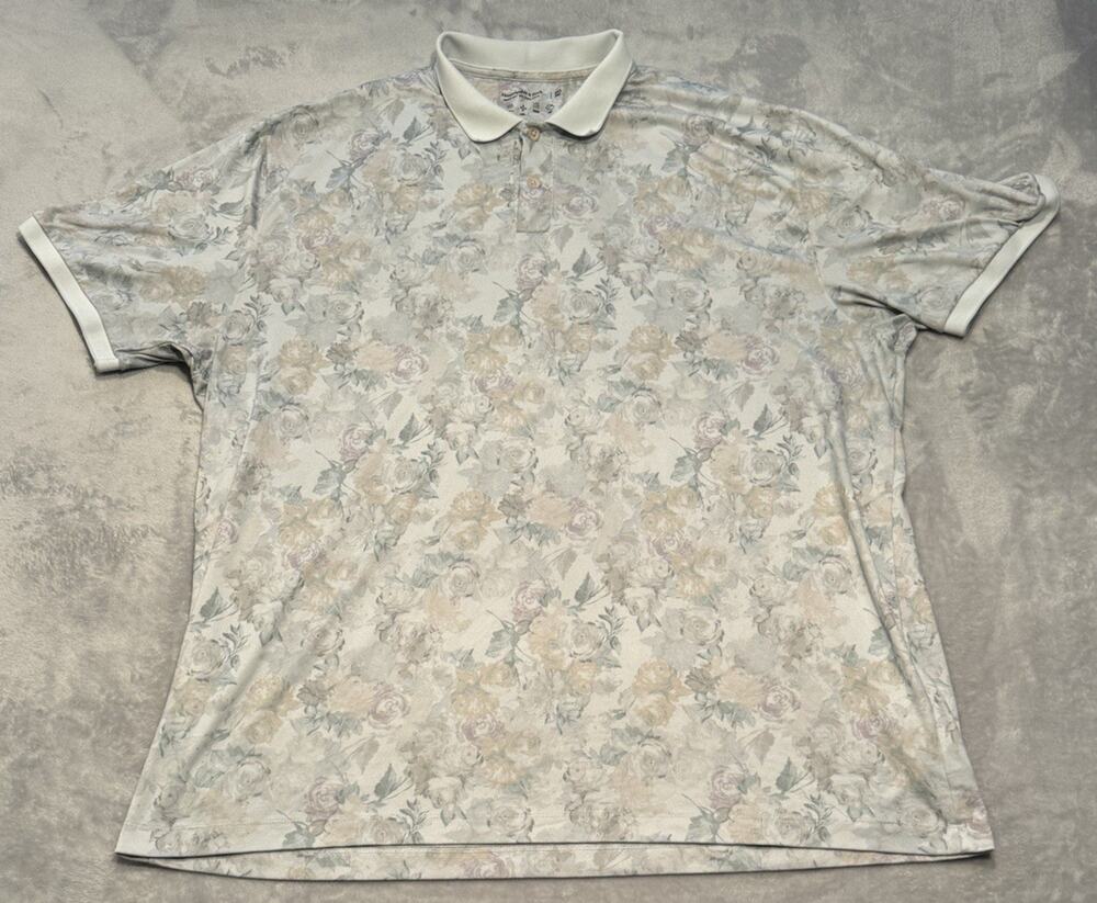 2XL Abercrombie & Fitch Polo Shirt All Over Rose Floral Print Preppy Y2K Graphic
